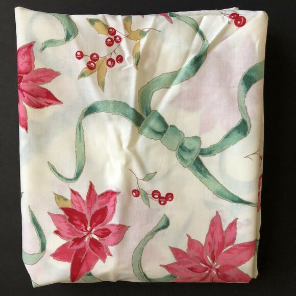 New 4yd 3" Holiday Christmas Poinsettia Bow Holly Cotton Quilt Craft Sew Fabric - Picture 5 of 5